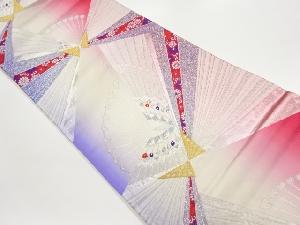 抽象蝶に菊唐草模様織出し袋帯